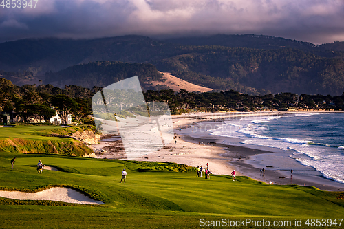 Image of Pebble Beach golf course, Monterey, California, usa