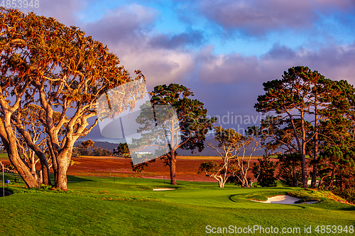 Image of Pebble Beach golf course, Monterey, California, usa