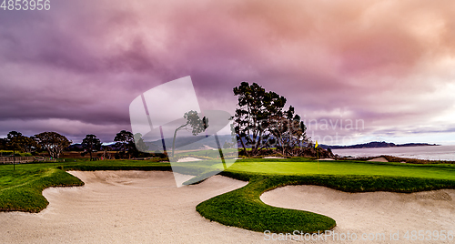 Image of Pebble Beach golf course, Monterey, California, usa