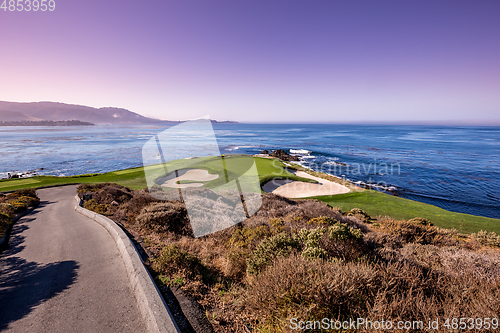 Image of Pebble Beach golf course, Monterey, California, usa