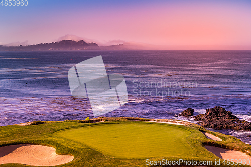 Image of Pebble Beach golf course, Monterey, California, usa