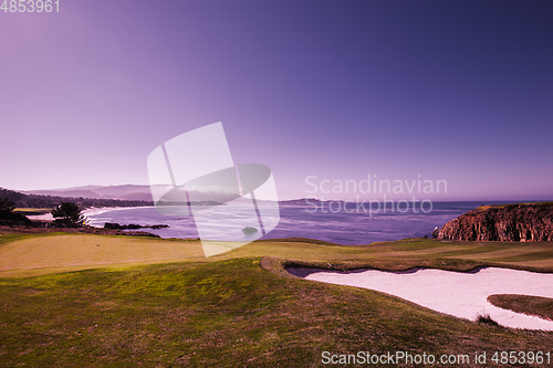 Image of Pebble Beach golf course, Monterey, California, usa