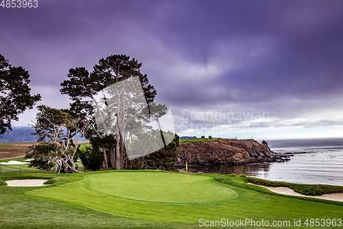 Image of Pebble Beach golf course, Monterey, California, usa