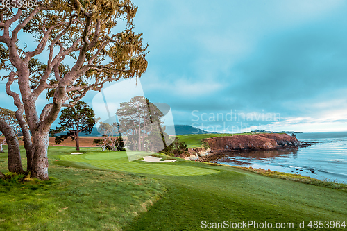 Image of Pebble Beach golf course, Monterey, California, usa