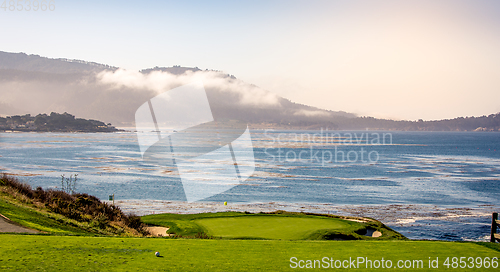 Image of Pebble Beach golf course, Monterey, California, usa