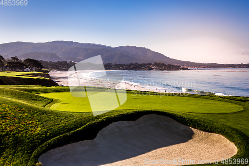 Image of Pebble Beach golf course, Monterey, California, usa