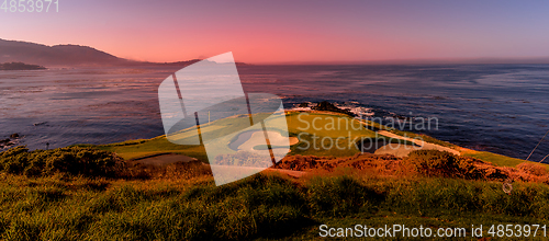 Image of Pebble Beach golf course, Monterey, California, usa