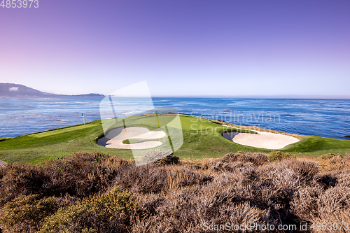 Image of Pebble Beach golf course, Monterey, California, usa