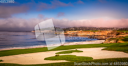 Image of Pebble Beach golf course, Monterey, California, usa