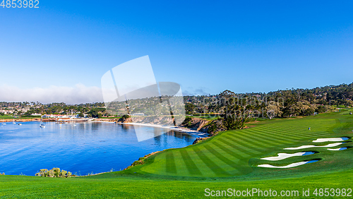 Image of Pebble Beach golf course, Monterey, California, usa