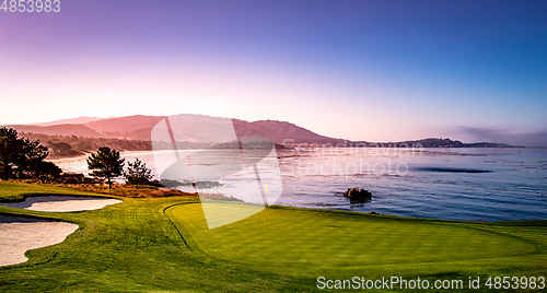 Image of Pebble Beach golf course, Monterey, California, usa