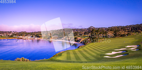 Image of Pebble Beach golf course, Monterey, California, usa