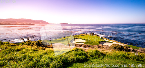 Image of Pebble Beach golf course, Monterey, California, usa