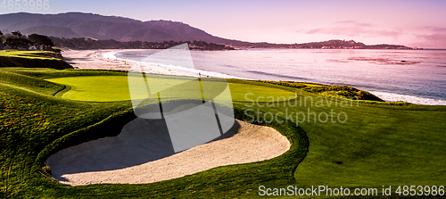 Image of Pebble Beach golf course, Monterey, California, usa