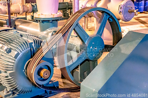 Image of Equipment, cables and piping as found inside of industrial power