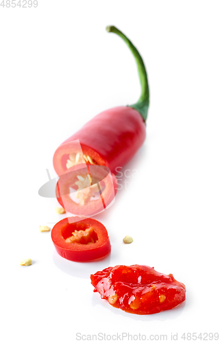 Image of red hot chili pepper and sauce