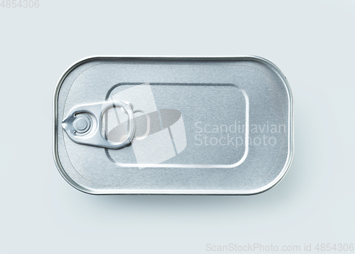 Image of metal can isolated on grey background