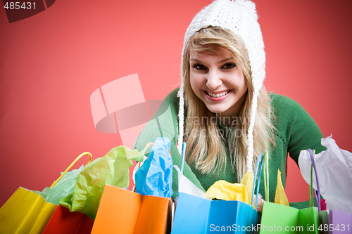 Image of Shopping caucasian girl