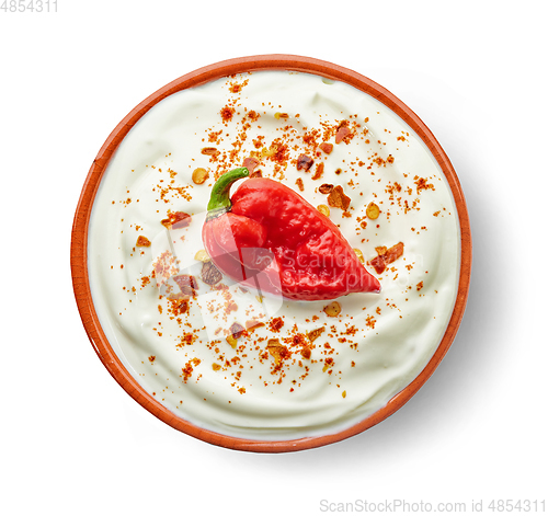 Image of bowl of hot dip yogurt sauce