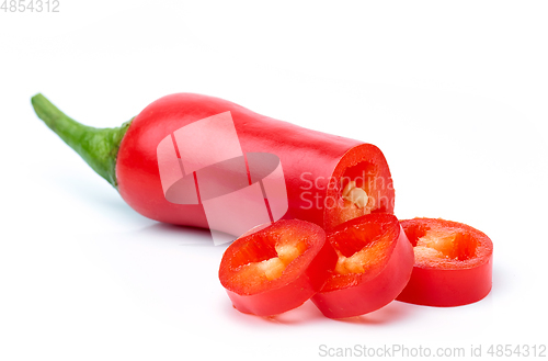 Image of sliced red hot chili pepper