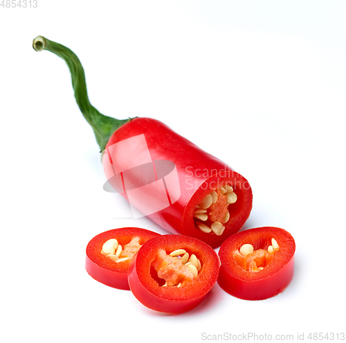 Image of sliced red hot chili pepper