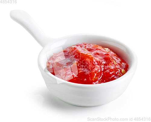 Image of bowl of red hot chili pepper sauce