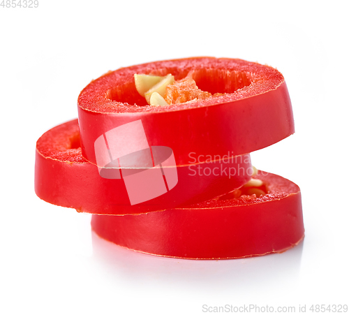 Image of sliced red hot chili pepper