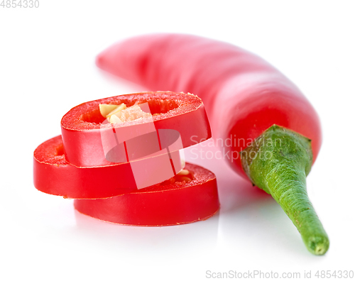 Image of sliced red hot chili pepper