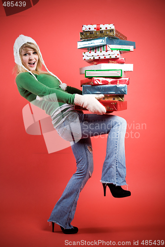 Image of Caucasian girl with gifts