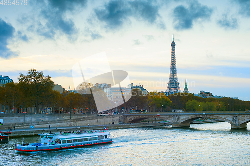 Image of Eiffel Tower cruise boat Paris