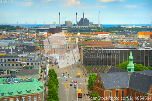 Image of skyline Copenhagen industrial factory Denmark