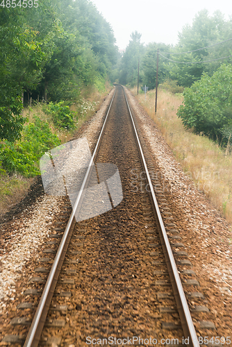 Image of Railroad track, train point of view