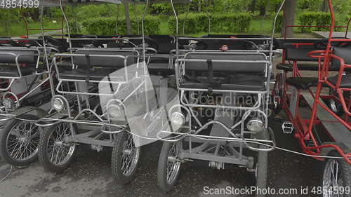 Image of Parking of four-wheeled bicycles, velomobiles.