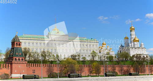 Image of Moscow Russian Federation. The Moscow Kremlin in moving along the wall.