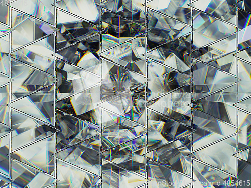 Image of Triangles with diamond structure extreme closeup and kaleidoscop