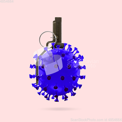 Image of Bomb made of models of COVID-19 coronavirus, concept of pandemic spreading