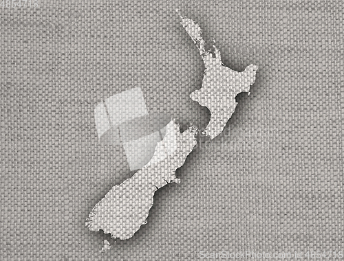 Image of Map of New Zealand on linen,