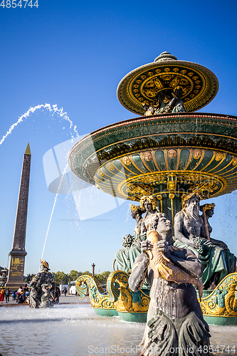 Image of Fountain of the Seas and Louxor Obelisk, Concorde Square, Paris