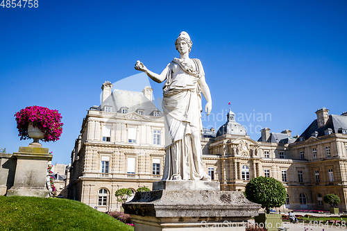 Image of Luxembourg Palace and Statue of Minerva, Paris