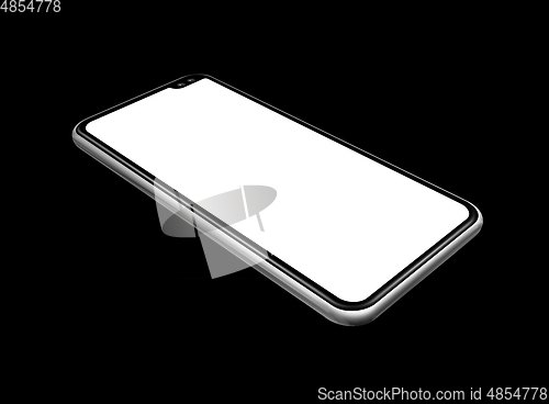 Image of All-screen blank smartphone mockup isolated on black. 3D render