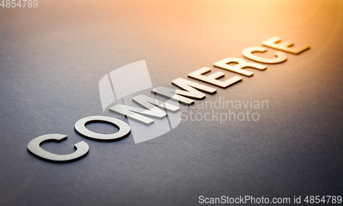 Image of Word commerce written with white solid letters