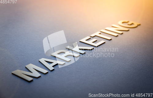 Image of Word marketing written with white solid letters