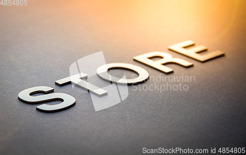 Image of Word store written with white solid letters