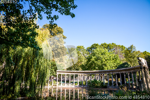 Image of Corinthian colonnade in Parc Monceau, Paris, France