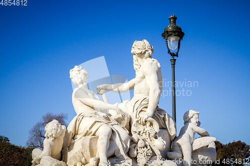 Image of The Seine and the Marne statue in Tuileries Garden, Paris