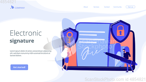 Image of Electronic signature concept landing page.