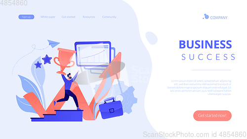 Image of Business success concept landing page.