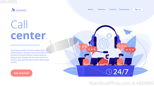 Image of Call center concept landing page.