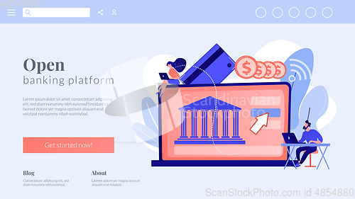 Image of Open banking platform concept landing page.