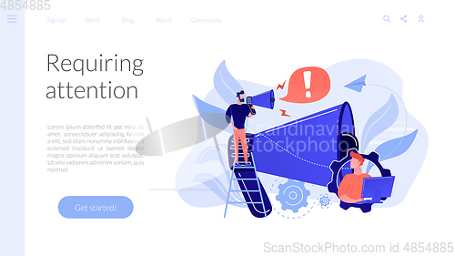 Image of Draw attention concept landing page.